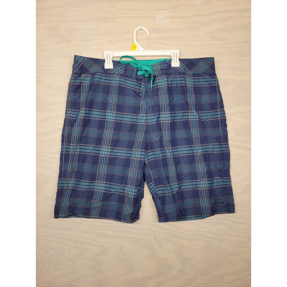 Prana Men's SZ 36 Plaid Board Shorts Swim Trunks Pockets UPF 50 Blue Beach Core